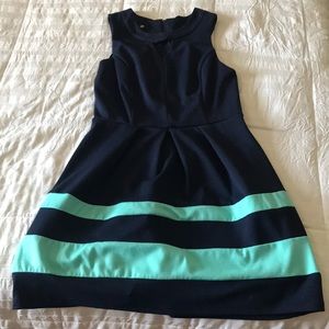 Classy blue keyhole front dress